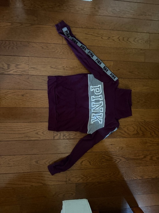 Tops - PINK Burgundy Logo Pullover with Contrast Stripe